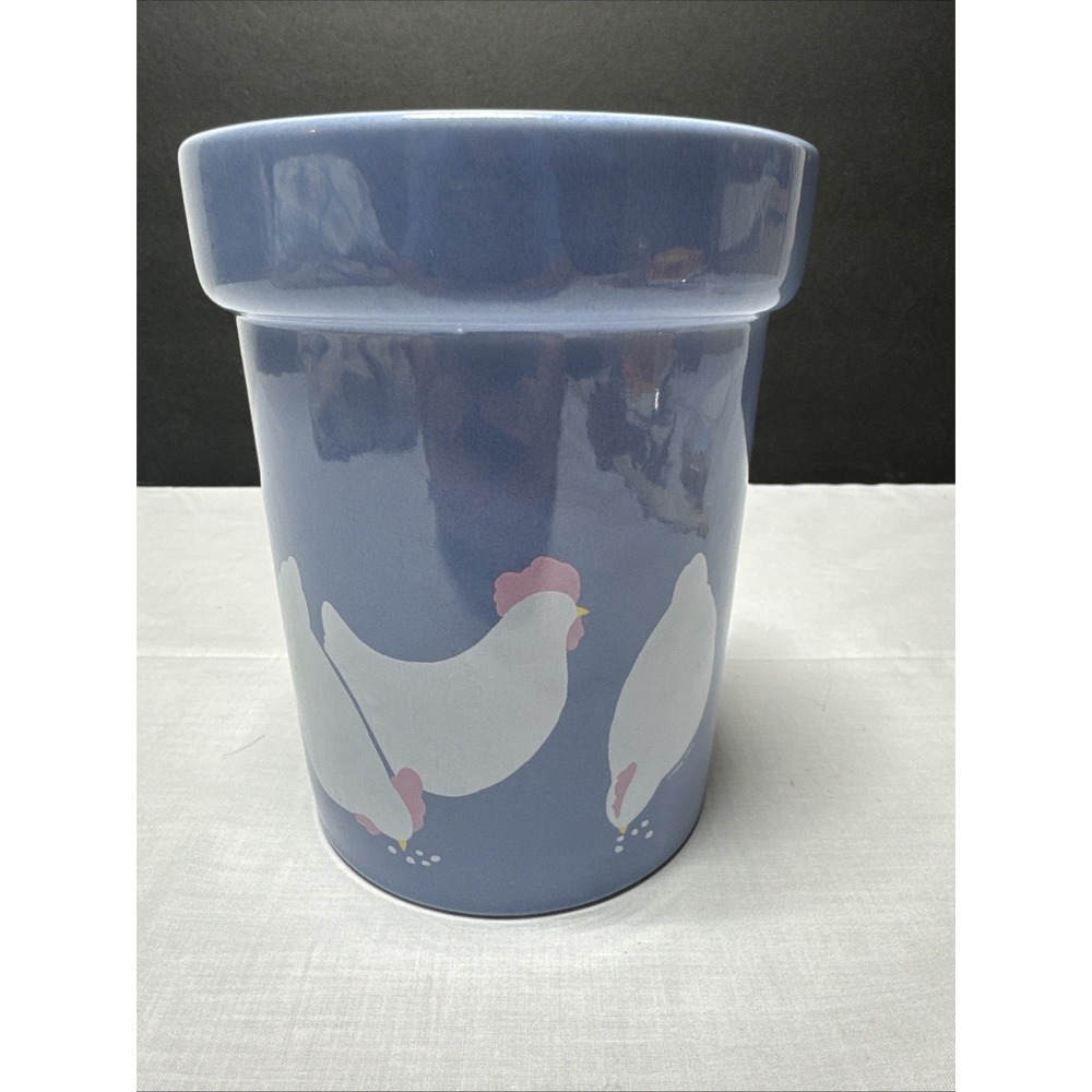 Treasure Craft Auntie Em Granny Core Chicken Blue Utensil Holder 1986